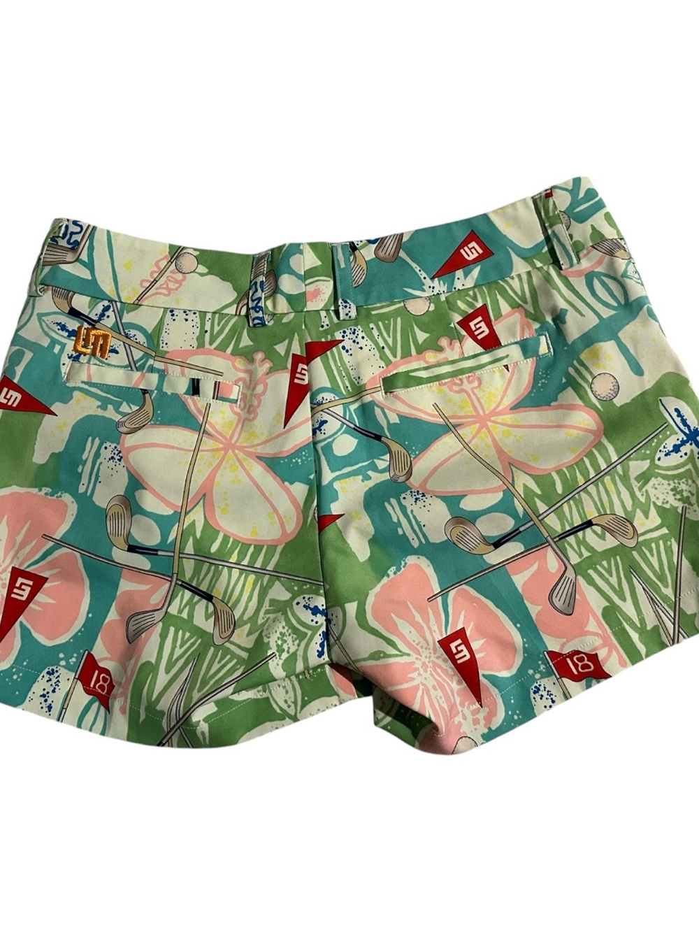 Loud Mouth is Printed Floral Golf-Icon Women’s Shorts - Green & Pink - Picture 2 of 4